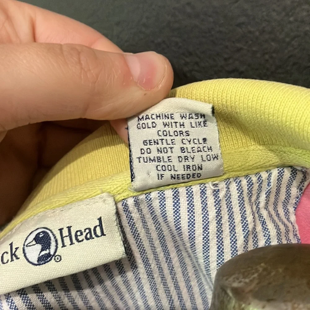 2000s Duck Head Pink Golf Shirt with Yellow Collar XL - Picture 10 of 12